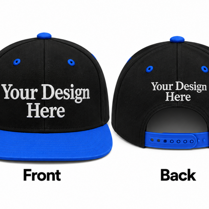 Custom Embroidered Snapback Hat - Front & Back
